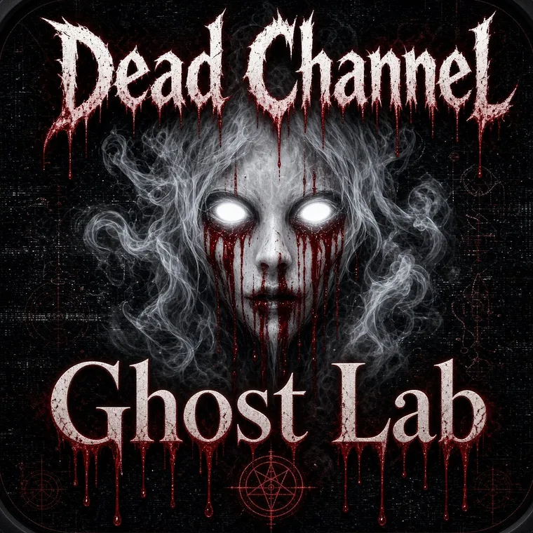 Dead Channel artwork: a pale ghostly face with glowing white eyes and bleeding tears, wrapped in smoke, under dripping red lettering that reads Dead Channel and Ghost Lab